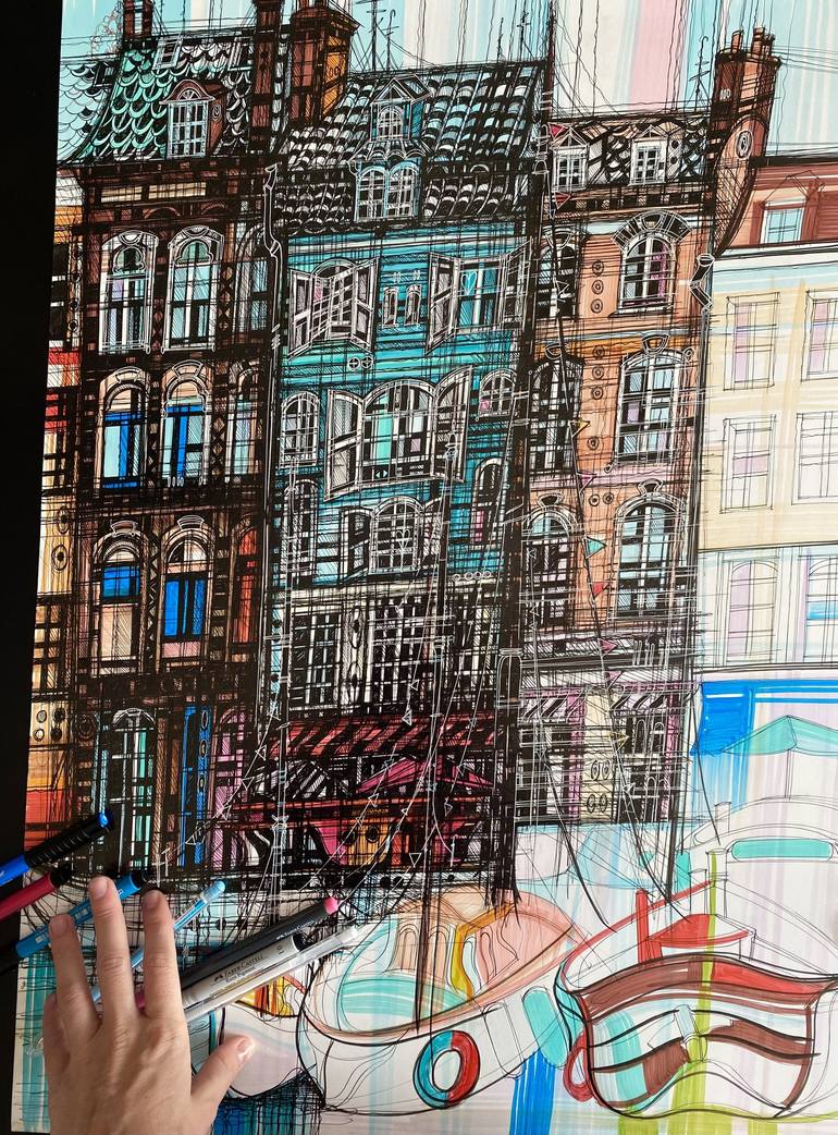 Original Impressionism Travel Drawing by Maria Susarenko