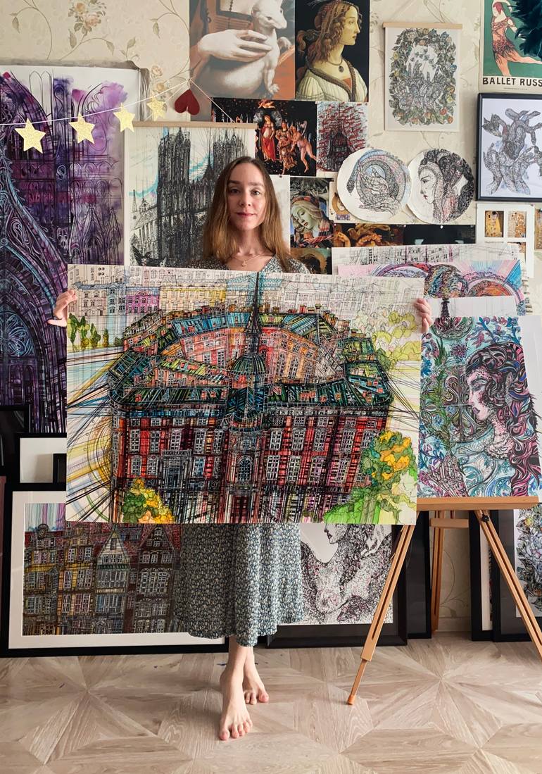 Original Impressionism Architecture Painting by Maria Susarenko