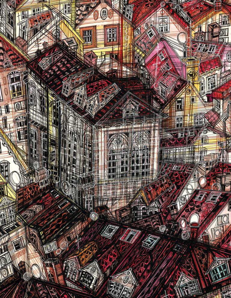 Original Impressionism Architecture Drawing by Maria Susarenko