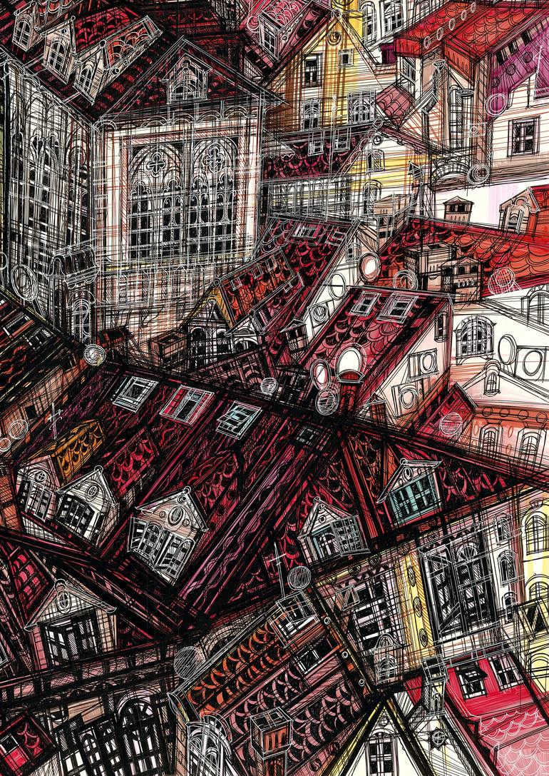 Original Impressionism Architecture Drawing by Maria Susarenko