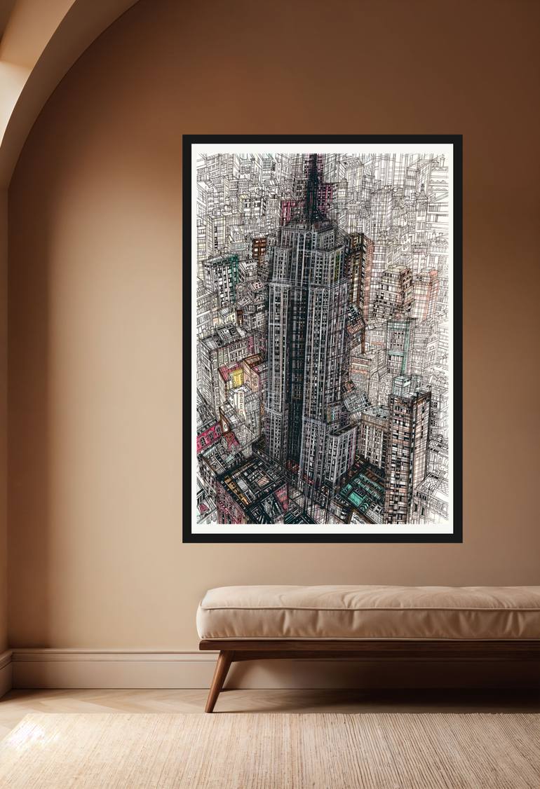 Original Art Deco Architecture Drawing by Maria Susarenko