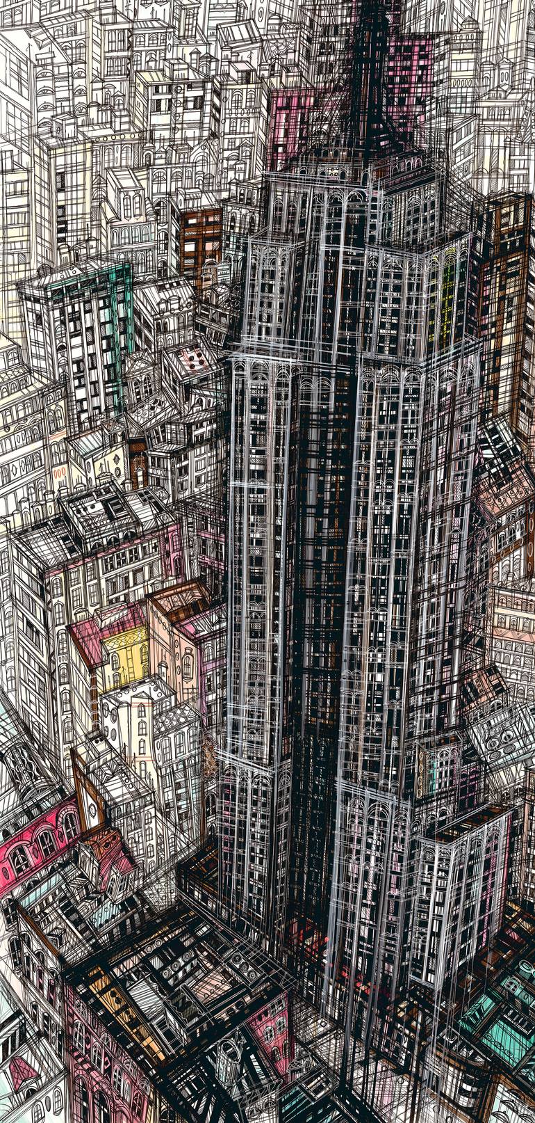 Original Art Deco Architecture Drawing by Maria Susarenko