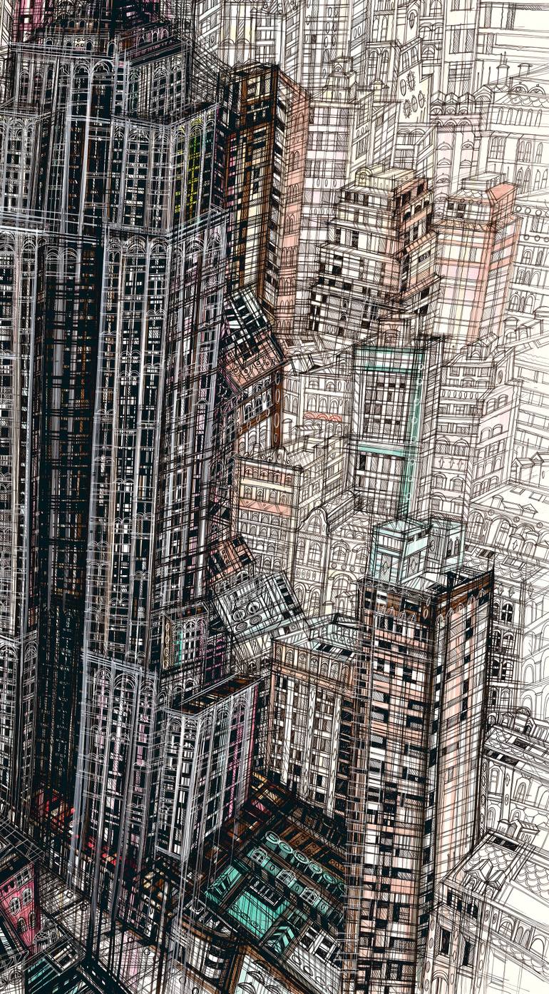 Original Art Deco Architecture Drawing by Maria Susarenko