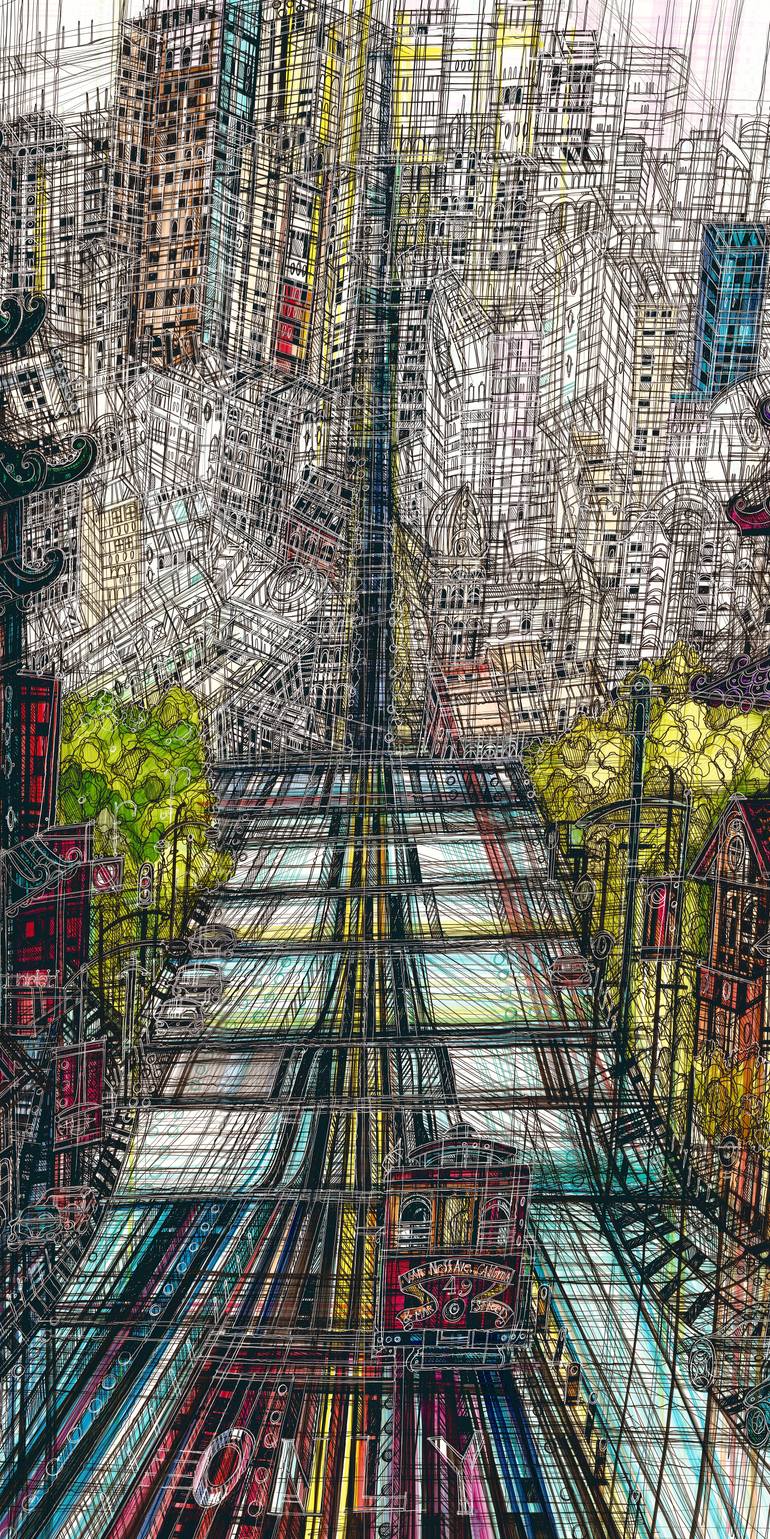 Original Expressionism Cities Drawing by Maria Susarenko