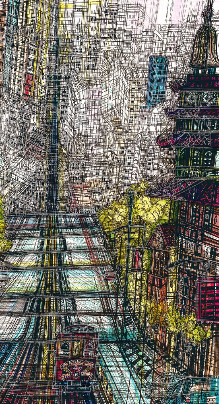 Original Expressionism Cities Drawing by Maria Susarenko