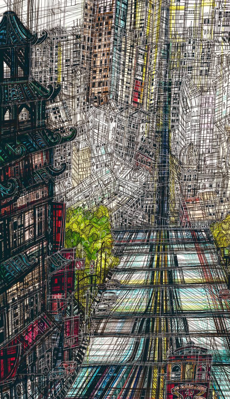 Original Expressionism Cities Drawing by Maria Susarenko
