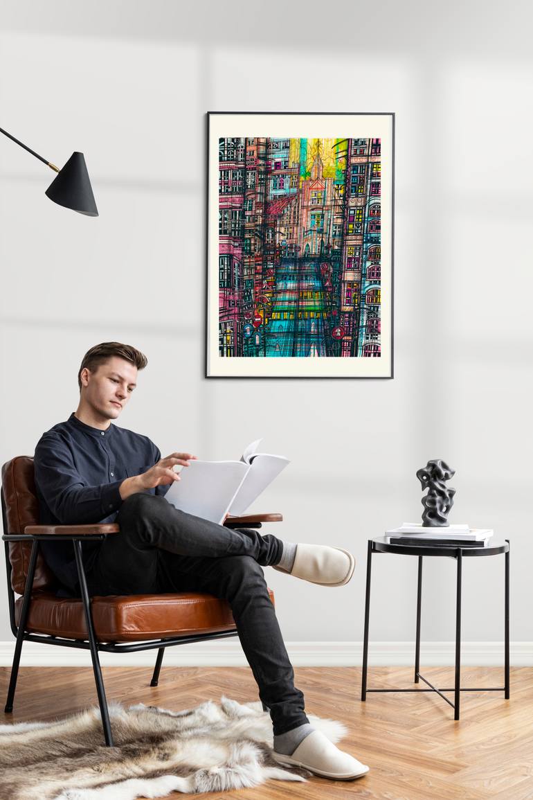 Original Expressionism Cities Drawing by Maria Susarenko