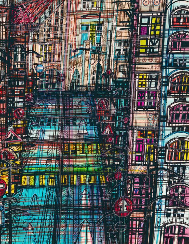 Original Expressionism Cities Drawing by Maria Susarenko
