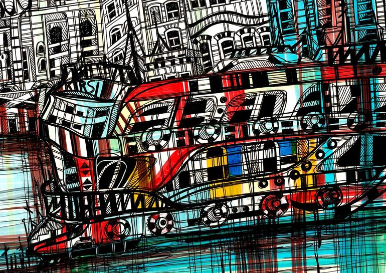 Original Illustration Cities Drawing by Maria Susarenko