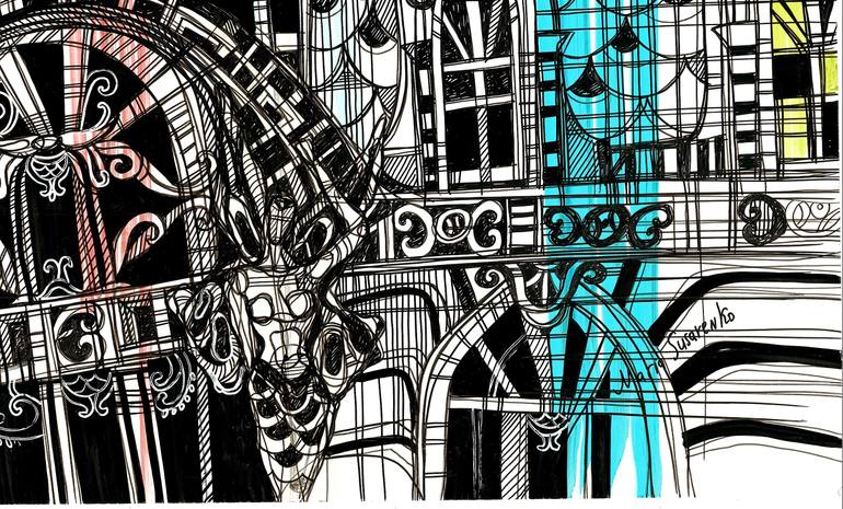 Original Abstract Expressionism Landscape Drawing by Maria Susarenko