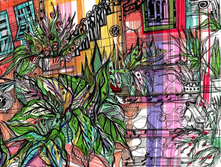 Original Art Deco Garden Drawing by Maria Susarenko
