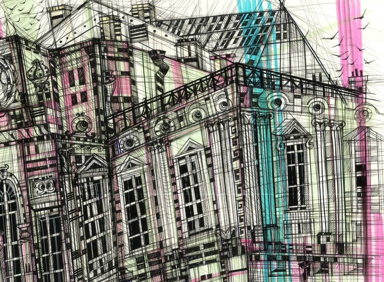 Original Expressionism Architecture Drawing by Maria Susarenko