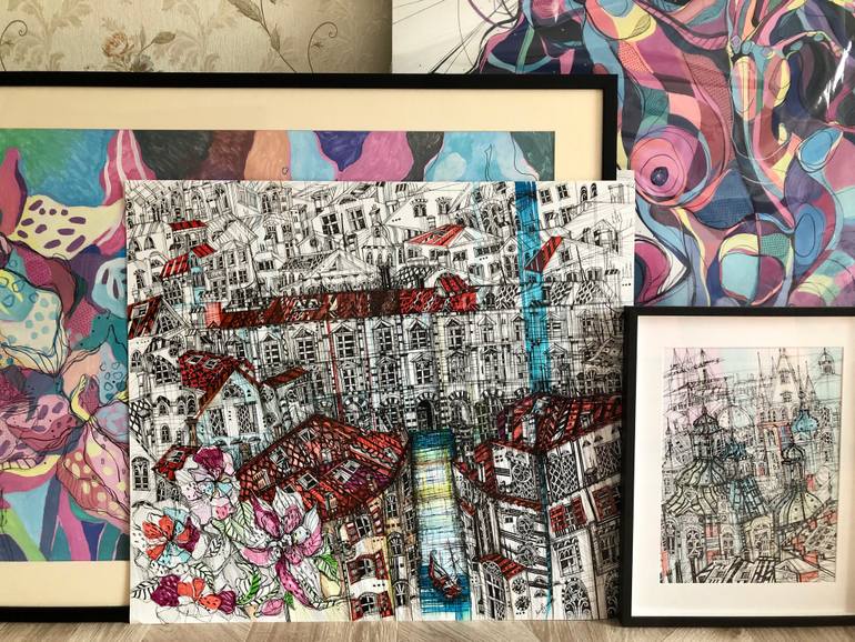Original Illustration Architecture Painting by Maria Susarenko
