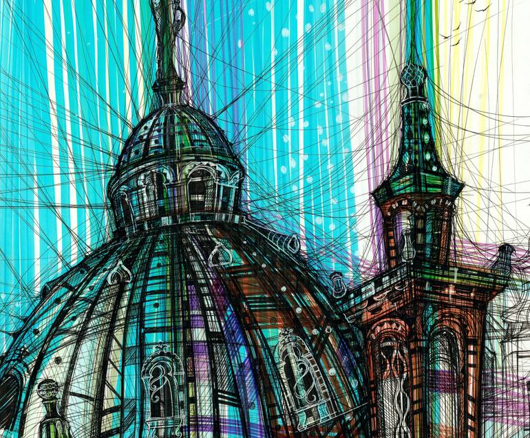 Original Illustration Architecture Painting by Maria Susarenko
