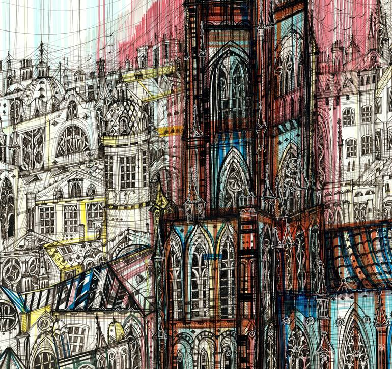 Original Impressionism Cities Drawing by Maria Susarenko