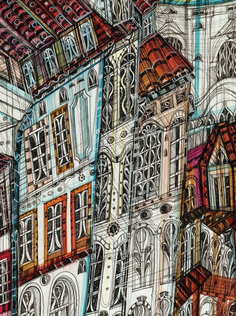 Original Illustration Cities Drawing by Maria Susarenko