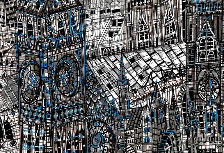 Original Expressionism Cities Drawing by Maria Susarenko