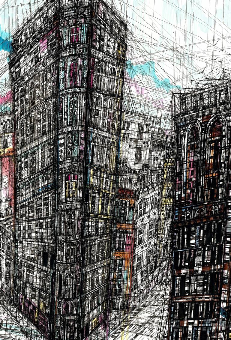 Original Expressionism Cities Drawing by Maria Susarenko