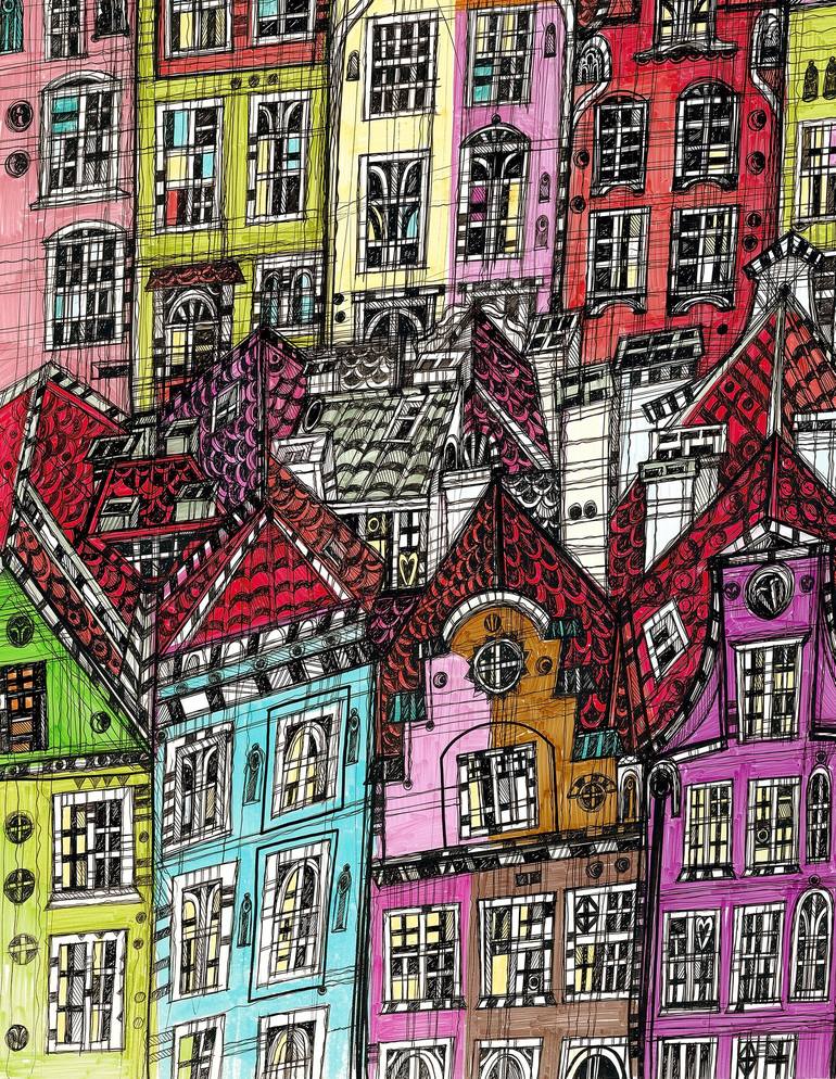 Original Cities Drawing by Maria Susarenko