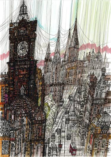 Original Impressionism Cities Drawings by Maria Susarenko