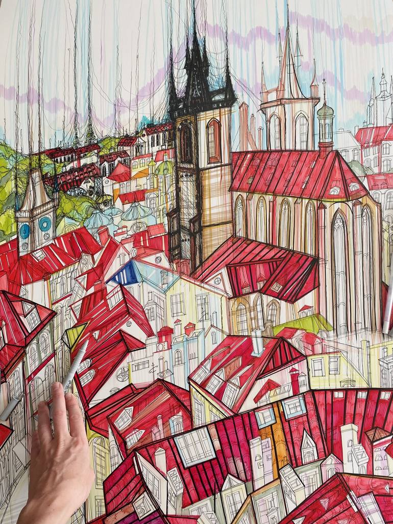 Original Impressionism Travel Drawing by Maria Susarenko