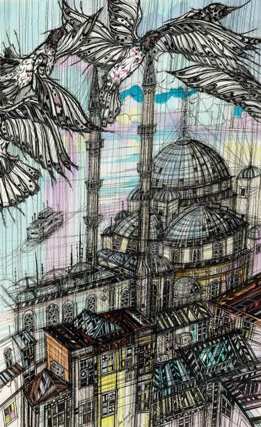 Original Expressionism Cities Drawings by Maria Susarenko