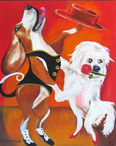 Original Fine Art Dogs Paintings by Lisa Boyd