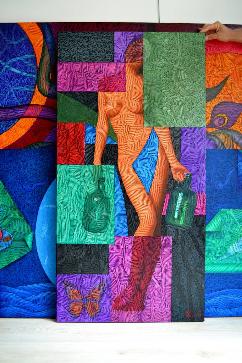 Original Figurative Nude Painting by Haydar Ekinek