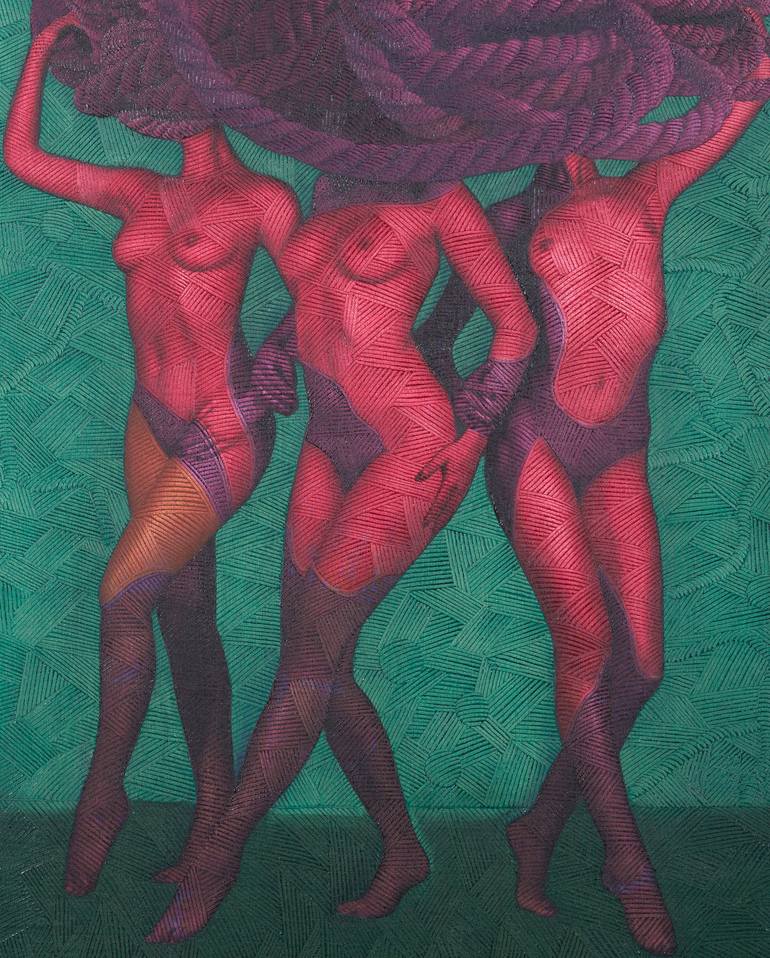 Original Fine Art Nude Painting by Haydar Ekinek