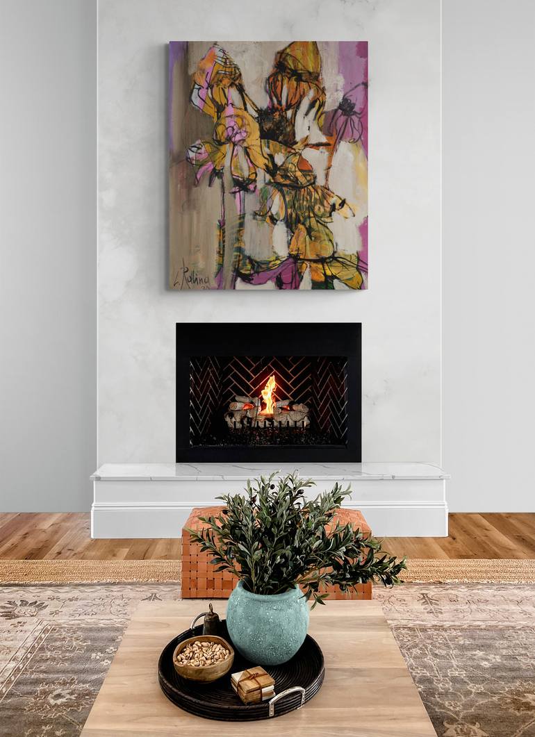 Original Abstract Botanic Painting by Yelena Ralina