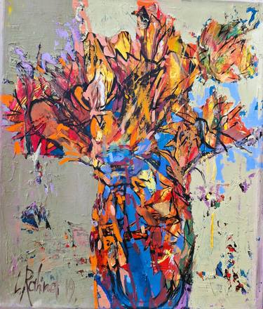 Original Abstract Floral Painting by Yelena Ralina