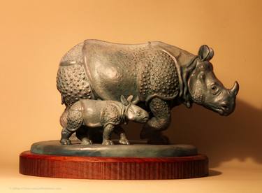 Mother and Baby Rhino - Green thumb