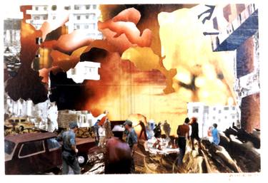 Original Abstract Expressionism Political Collage by Haibat Balaa Bawab