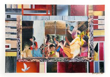 Original Abstract Expressionism Children Collage by Haibat Balaa Bawab