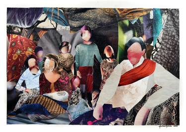 Original Abstract Expressionism Family Collage by Haibat Balaa Bawab