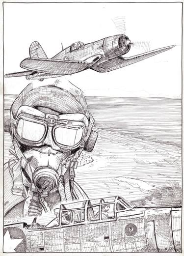 Print of Fine Art Aeroplane Drawings by grigorios paidis