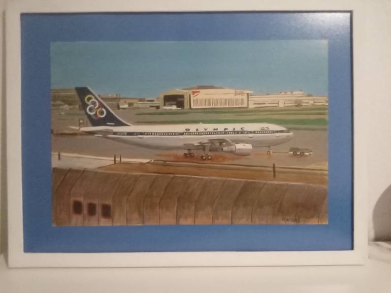 Original Fine Art Aeroplane Painting by grigorios paidis