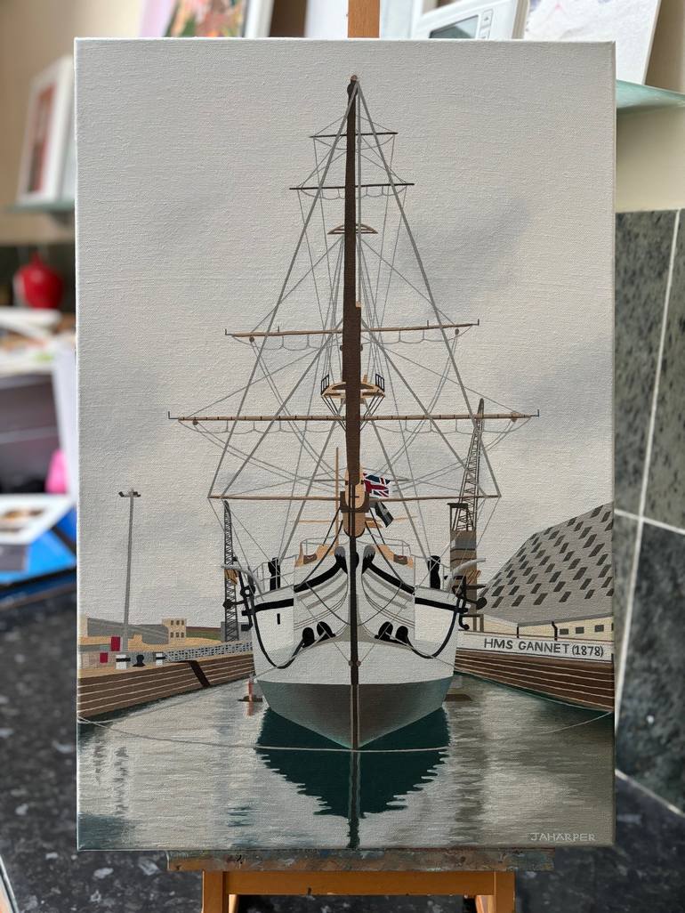 Original Ship Painting by Jill Ann Harper