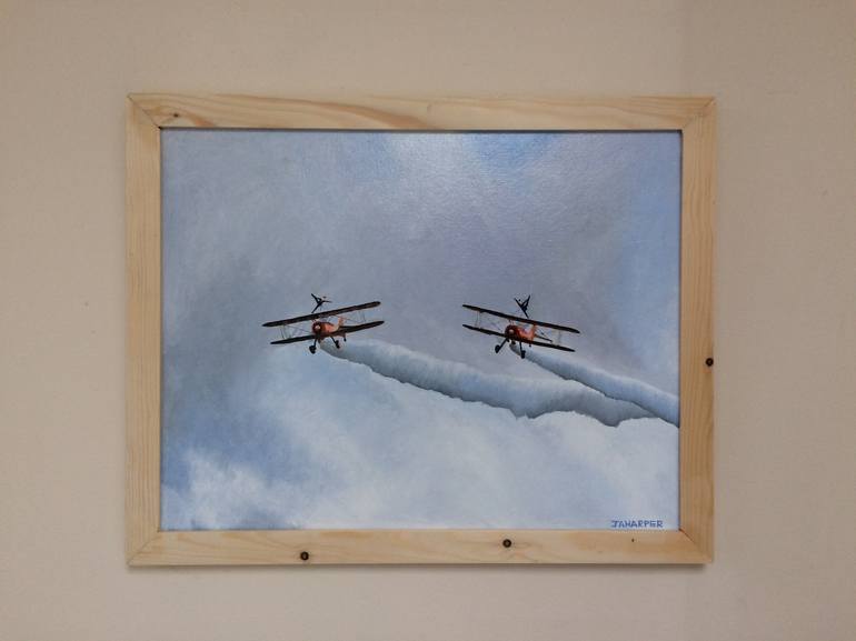 Original Realism Aeroplane Painting by Jill Ann Harper
