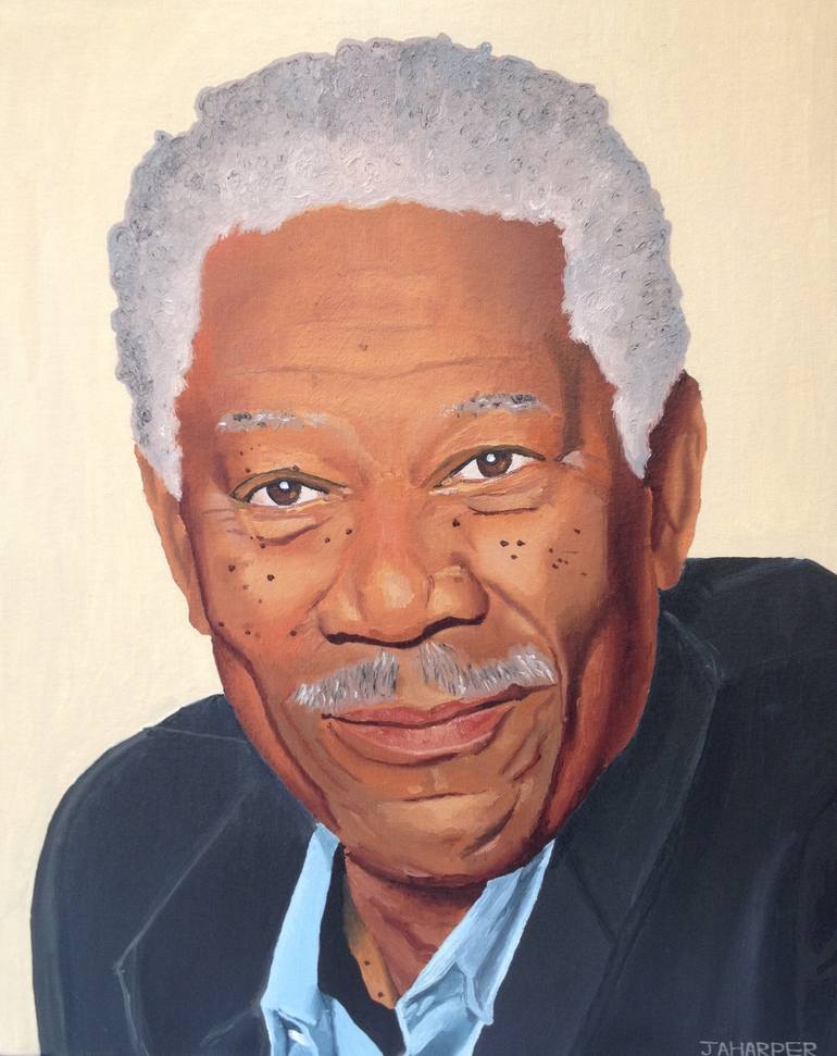 Morgan Freeman Painting by Jill Ann Harper | Saatchi Art