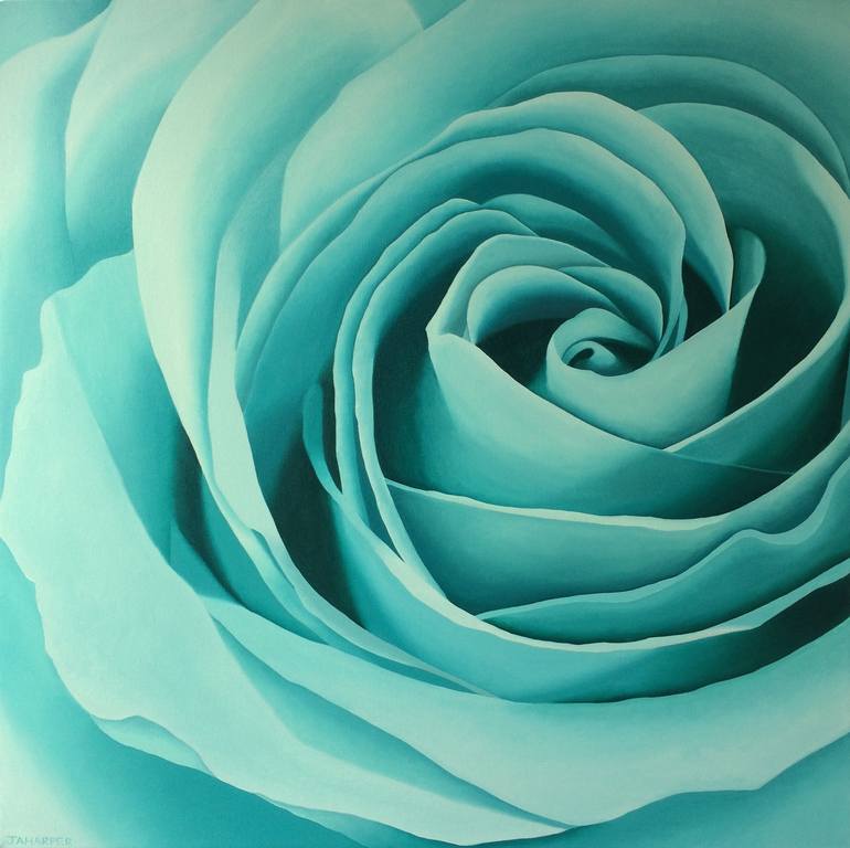 teal rose art