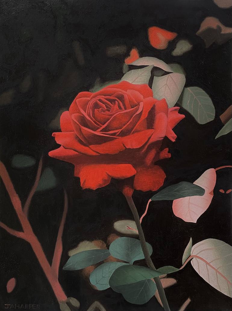 Single Red Rose Painting by Jill Ann Harper | Saatchi Art