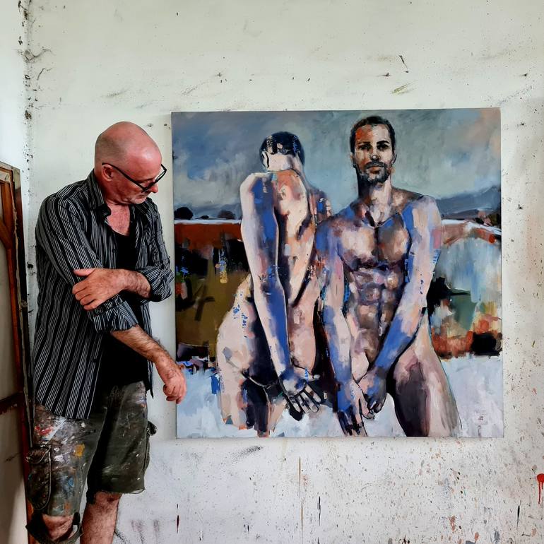 Original Expressionism Men Painting by Thomas Donaldson
