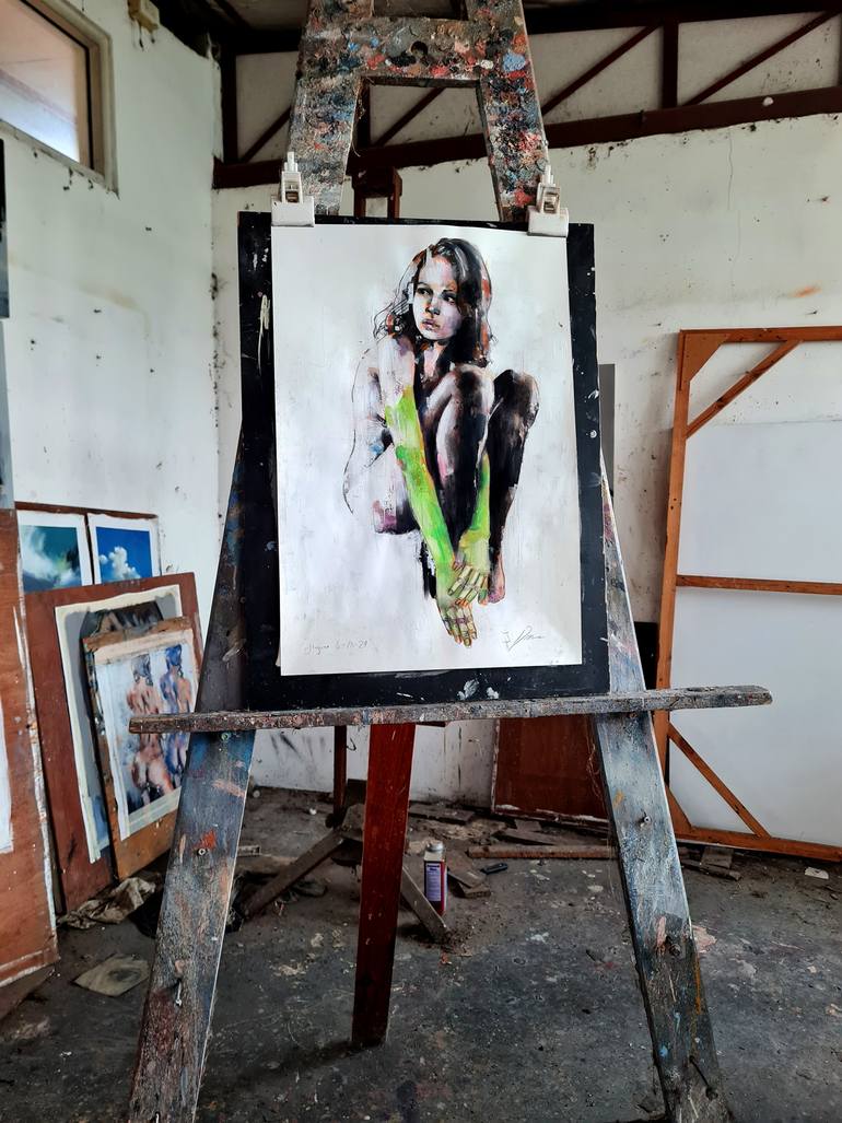 Original Expressionism Nude Painting by Thomas Donaldson