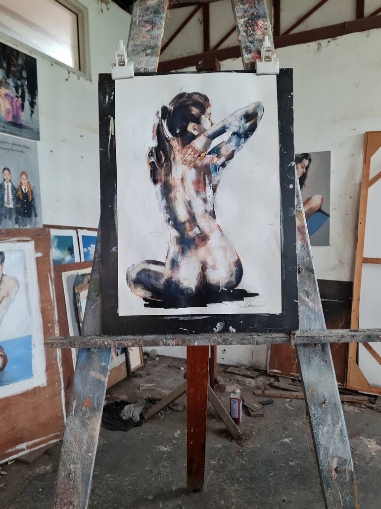 Original Expressionism Nude Painting by Thomas Donaldson
