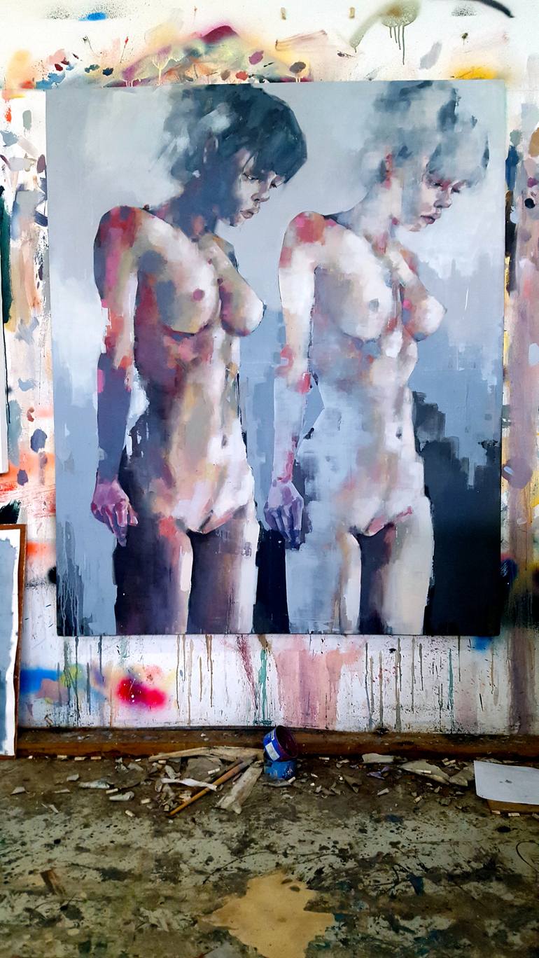 Original Expressionism Nude Painting by thomas donaldson