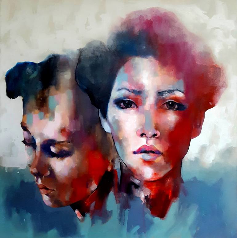 12-18-16 Double head study Painting by thomas donaldson | Saatchi Art