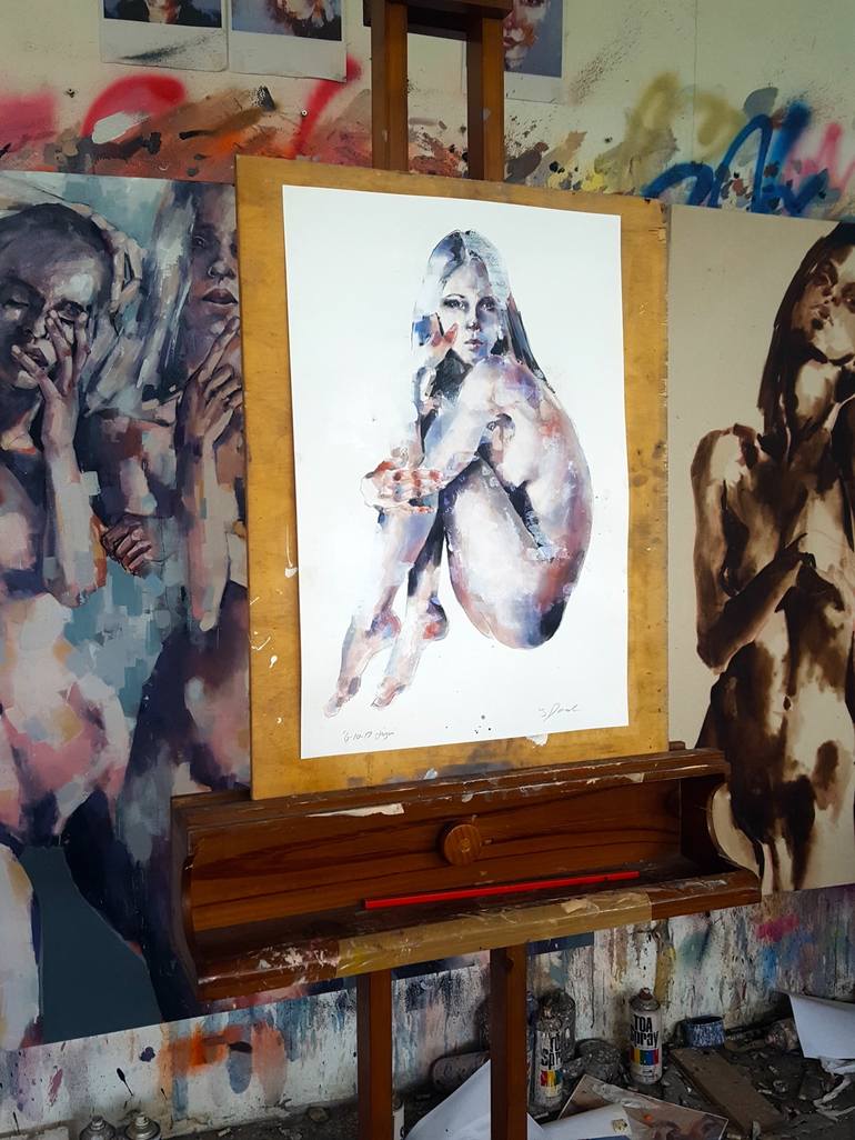 Original Expressionism Nude Drawing by Thomas Donaldson