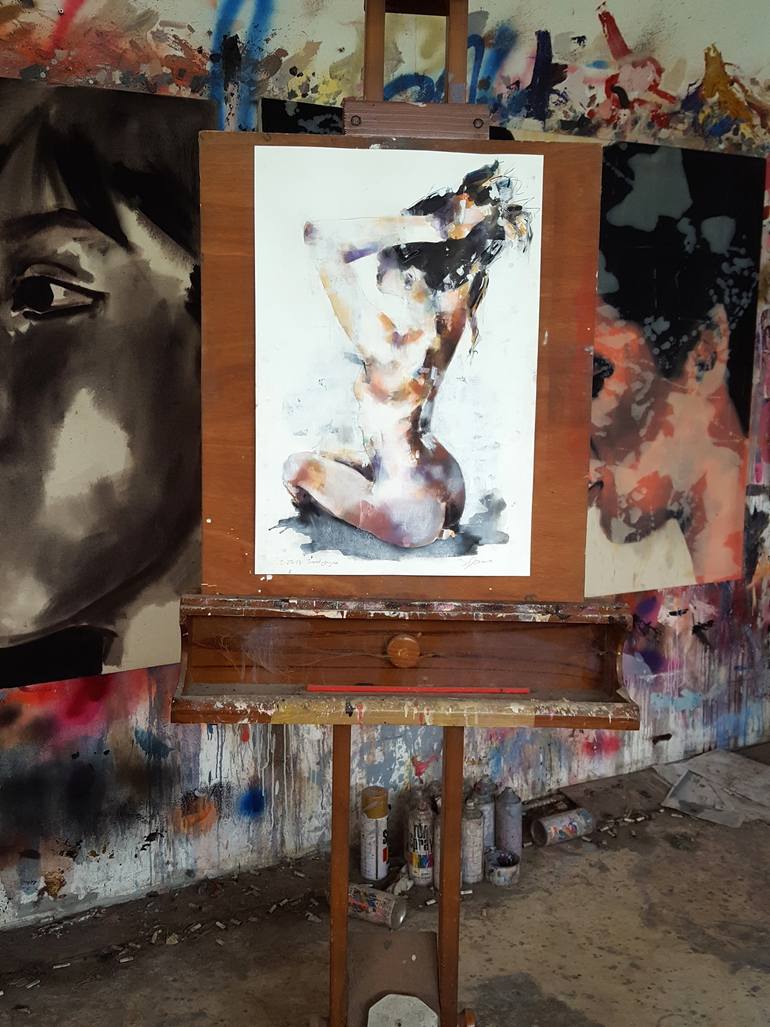 Original Expressionism Nude Drawing by Thomas Donaldson