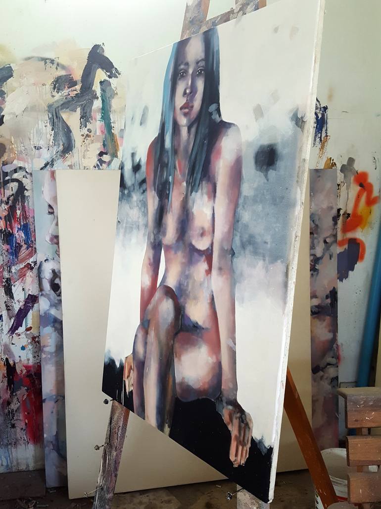 Original Expressionism Nude Painting by Thomas Donaldson